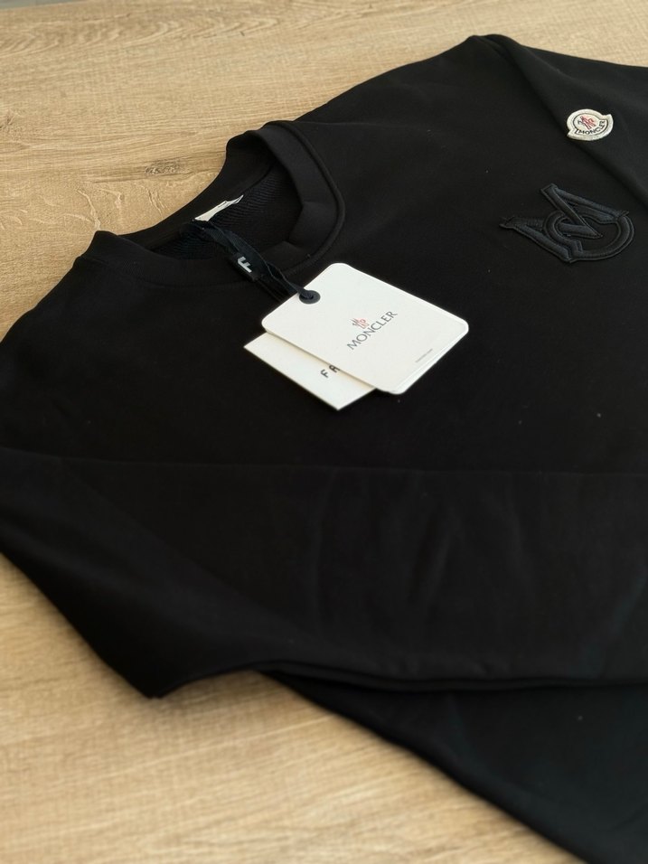 Moncler Siyah Erkek Kısa Kollu Sweatshirt - Görsel 3