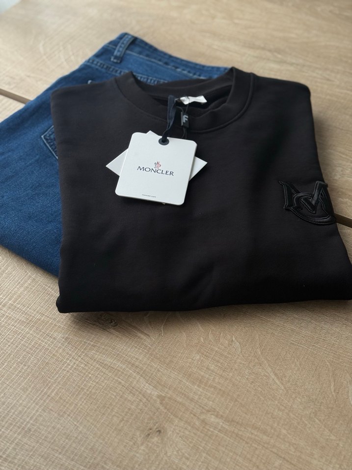 Moncler Siyah Erkek Kısa Kollu Sweatshirt - Görsel 4