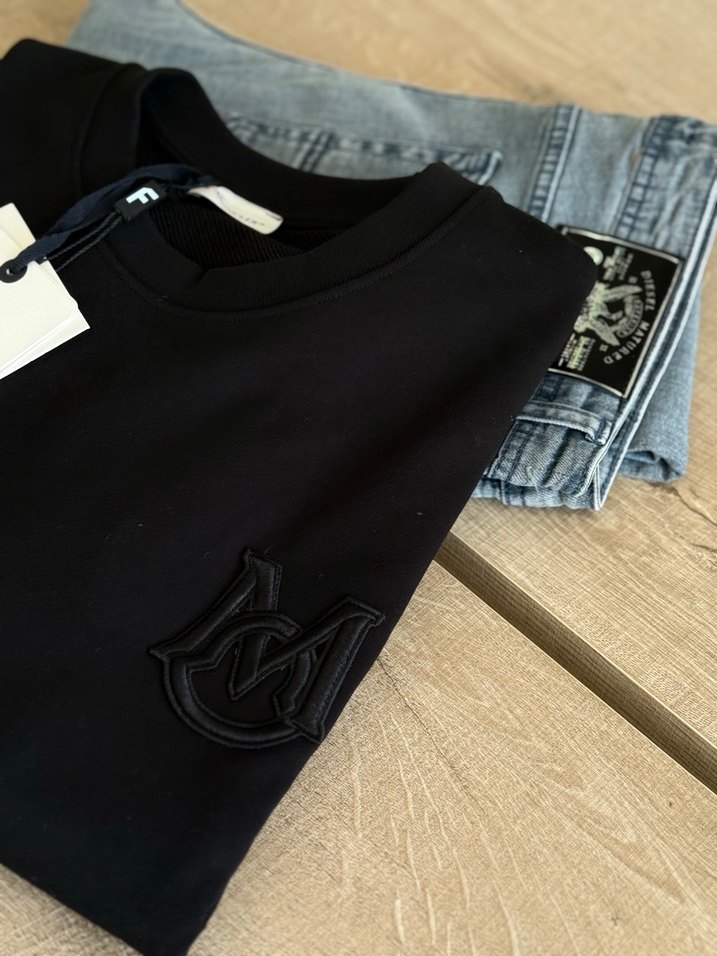 Moncler Siyah Erkek Kısa Kollu Sweatshirt - Görsel 2