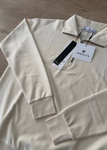 Erkek Beyaz Fermuarlı Uzun Kollu Sweatshirt - Görsel 2