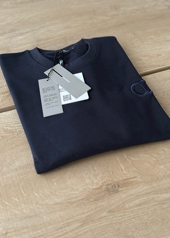 Erkek Lacivert Denim Kısa Kollu Sweatshirt - Görsel 4