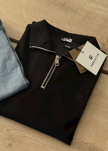 Erkek Siyah Fermuarlı Sweatshirt - Görsel 3