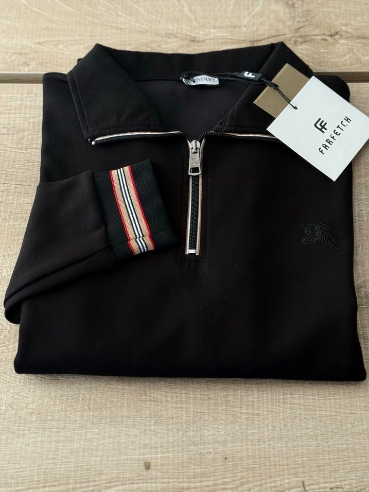 Erkek Siyah Fermuarlı Sweatshirt - Görsel 4