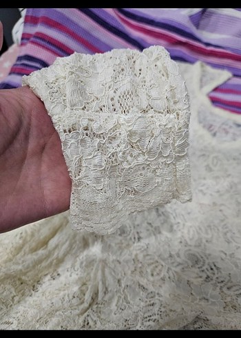 Dantel Bej Kadın Bluz - Görsel 4