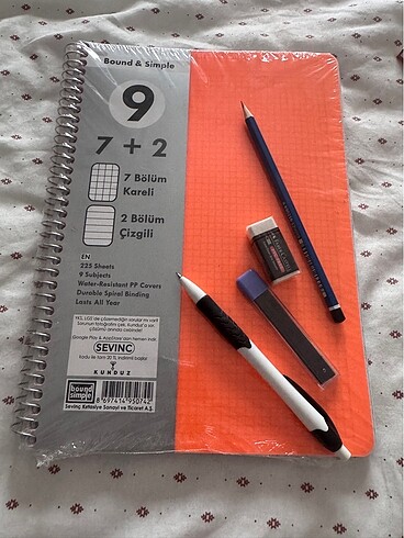  Defter, kalem , boya, silgi, bant