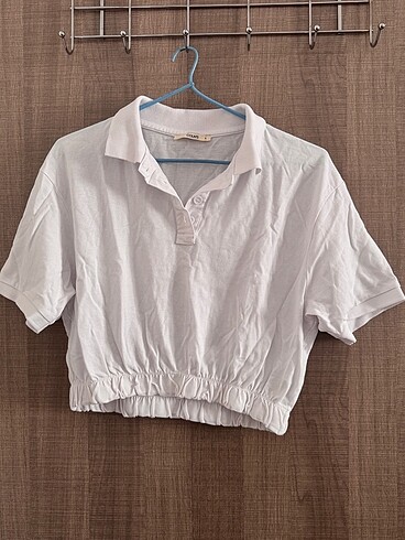 Colins crop beyaz tişört