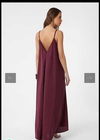 Bordo V Yaka Salaş Uzun Elbise - Görsel 2