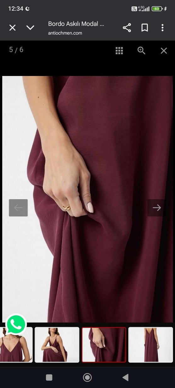 Bordo V Yaka Salaş Uzun Elbise - Görsel 3