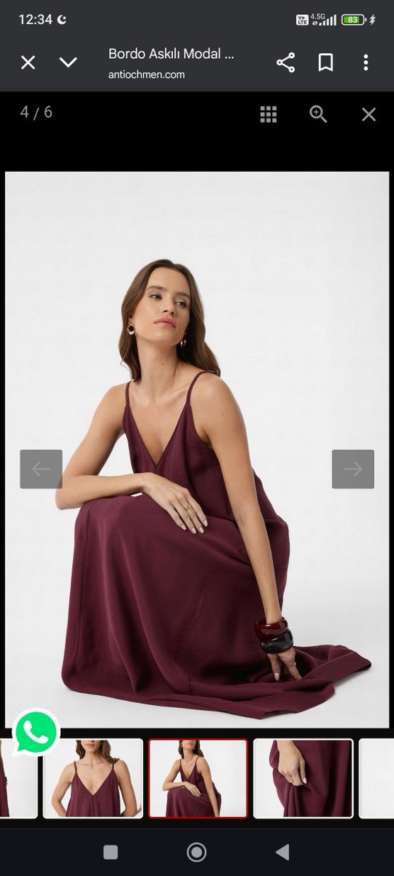 Bordo V Yaka Salaş Uzun Elbise - Görsel 4