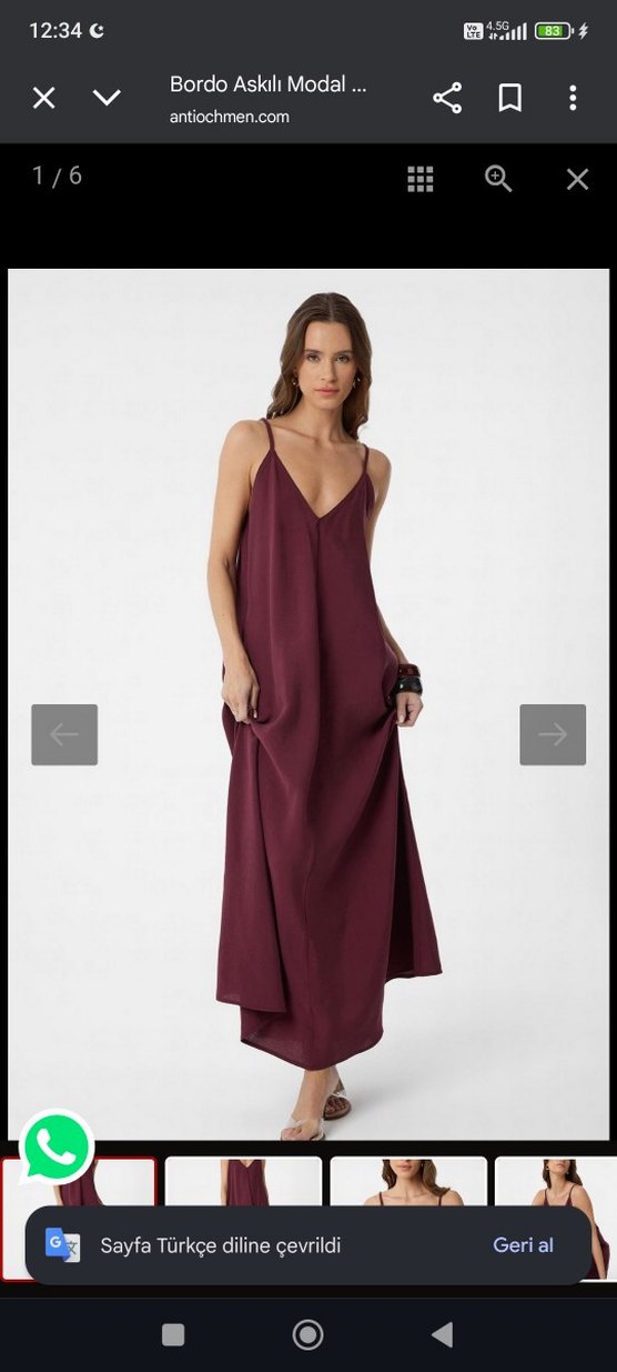 Bordo V Yaka Salaş Uzun Elbise - Görsel 5