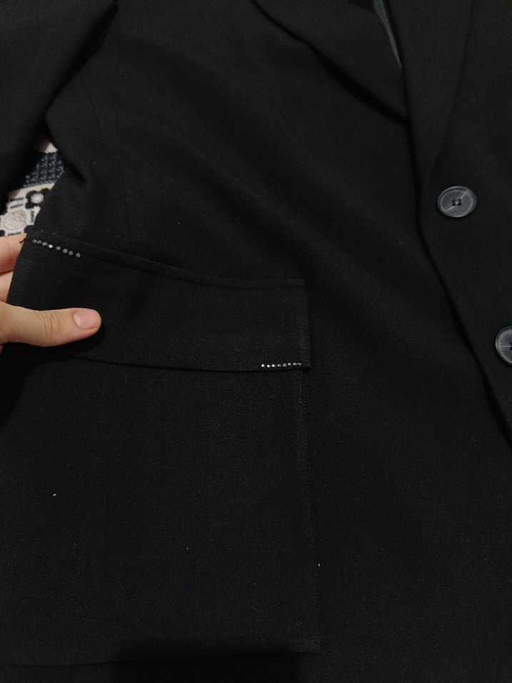 Düğmeli Özel Dikim Siyah  Ceket - Görsel 3