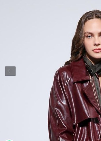 Bordo Deri Kemerli Mini Ceket - Görsel 4