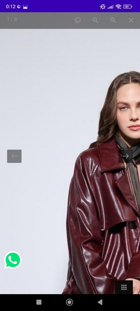 Bordo Deri Kemerli Mini Ceket - Görsel 4