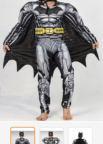 Gri Batman Çocuk Kostümü, Kemerli maskesi yoktur - Görsel 2