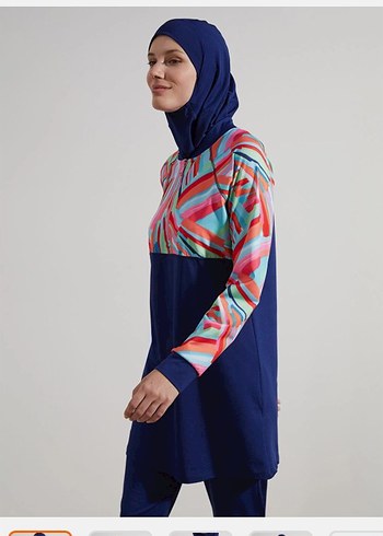 3 lü Renkli Batik Desenli Fermuarlı Uzun Kollu Kadın Mayo - Görsel 5