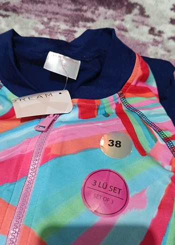 3 lü Renkli Batik Desenli Fermuarlı Uzun Kollu Kadın Mayo - Görsel 6