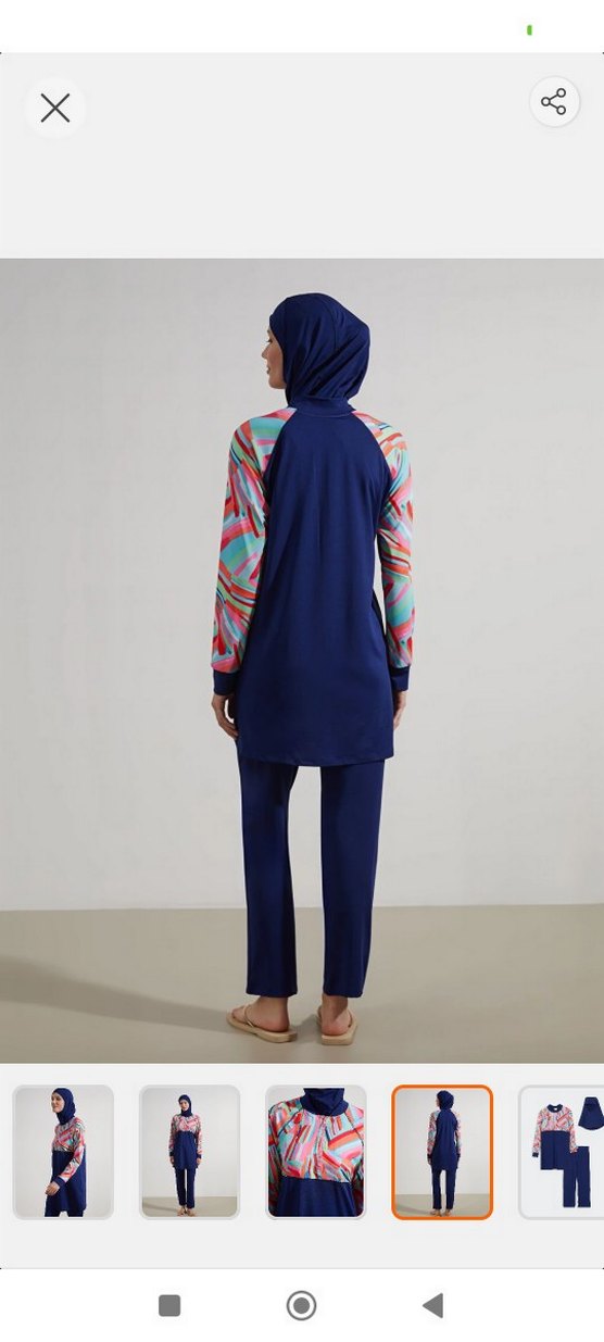 3 lü Renkli Batik Desenli Fermuarlı Uzun Kollu Kadın Mayo - Görsel 4