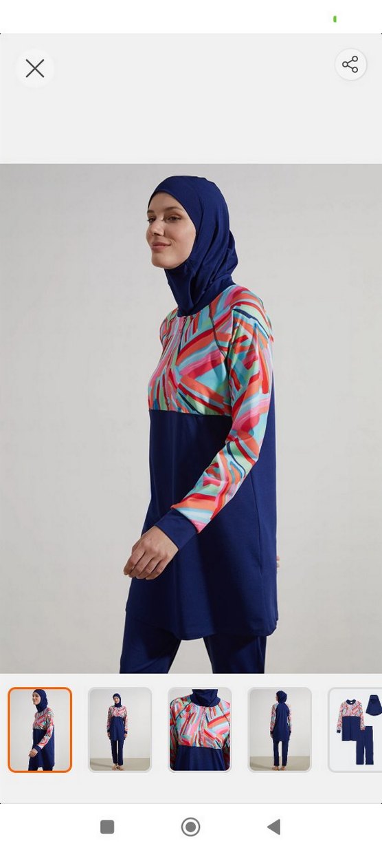 3 lü Renkli Batik Desenli Fermuarlı Uzun Kollu Kadın Mayo - Görsel 5