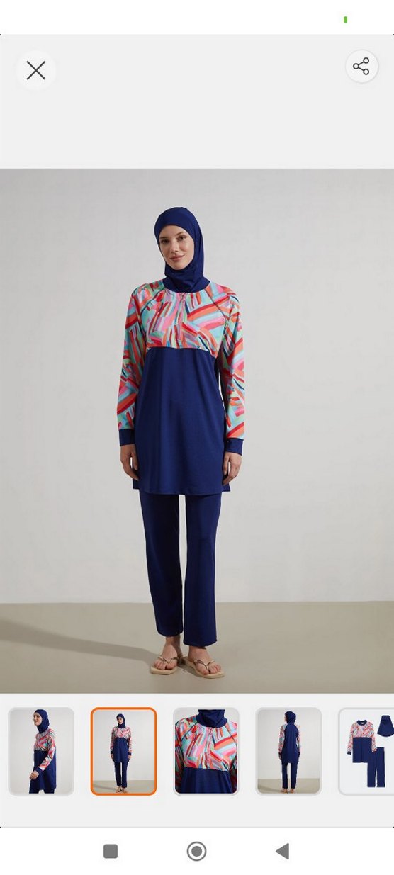 3 lü Renkli Batik Desenli Fermuarlı Uzun Kollu Kadın Mayo - Görsel 2