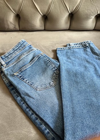 30 Beden Mavi Loose Fit Midi Kot Pantolon
