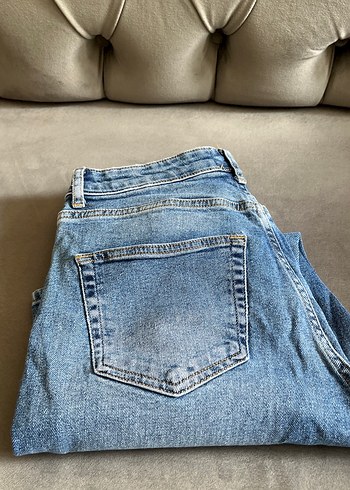 30 Beden mavi Renk Mavi Loose Fit Midi Kot Pantolon