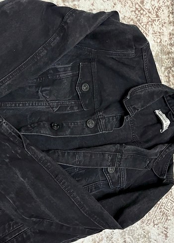 Siyah Düğmeli Kadın Denim Ceket