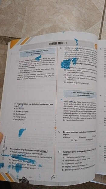 Beden Bilgi sarmal Ayt edebiyat soru bankası