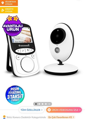 Weewell Dijital Bebek Görüntü Monitörü Beyaz-Gri - Görsel 9