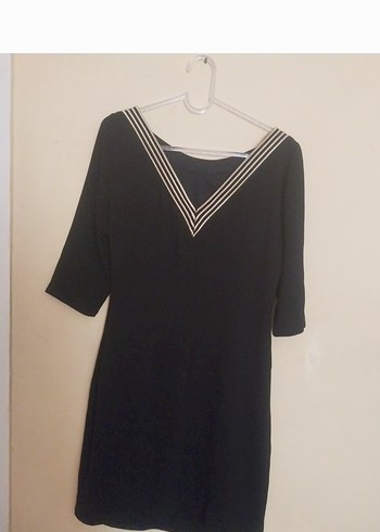 Kısa Kollu Siyah Midi Elbise - Görsel 2