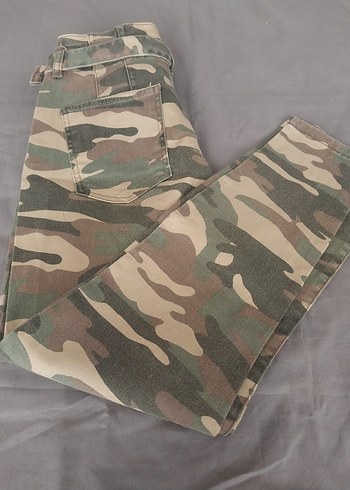 Kemerli Kamuflaj Kadın Kumaş Pantolon - Görsel 2
