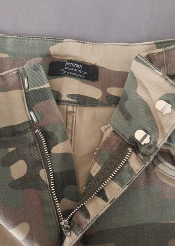 Kemerli Kamuflaj Kadın Kumaş Pantolon - Görsel 3