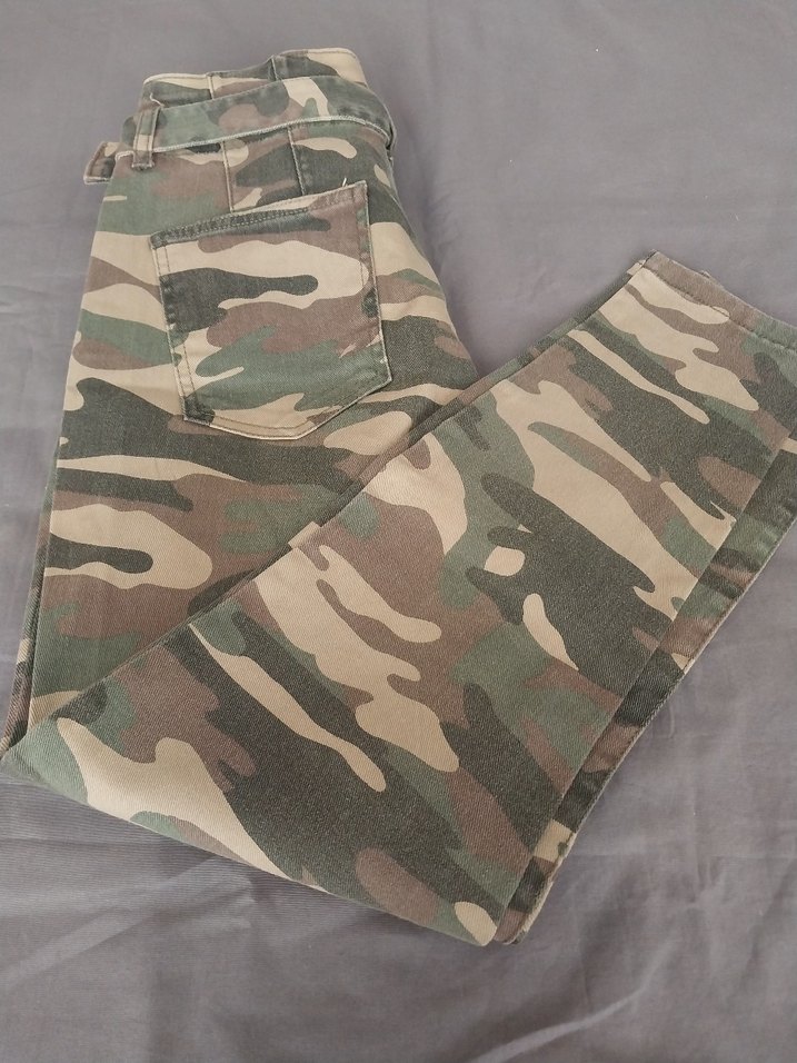 Kemerli Kamuflaj Kadın Kumaş Pantolon - Görsel 2