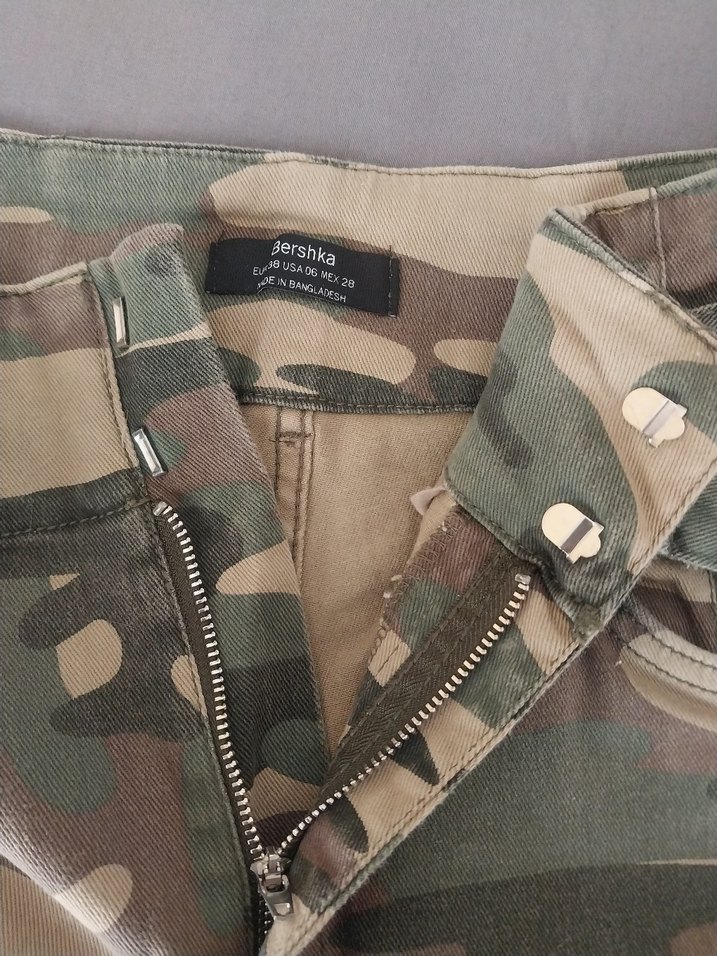 Kemerli Kamuflaj Kadın Kumaş Pantolon - Görsel 3