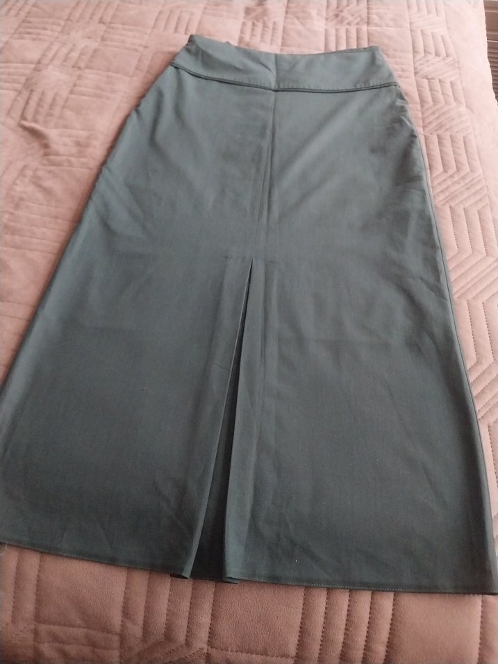 petrol yeşili Uzun Bel Detaylı Kadın Etek - Görsel 2