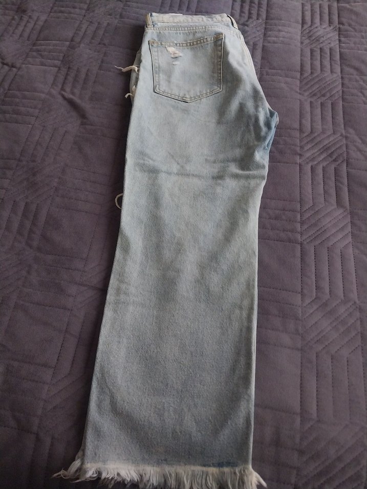 açık maviYırtık Bol Kesim Kadın Kot Pantolon - Görsel 2