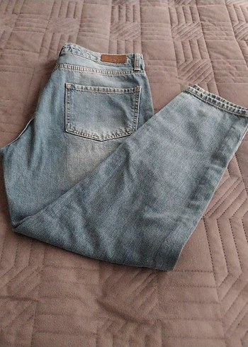 Kadın Mavi Yırtık Rahat Kesim Kot Pantolon - Görsel 2