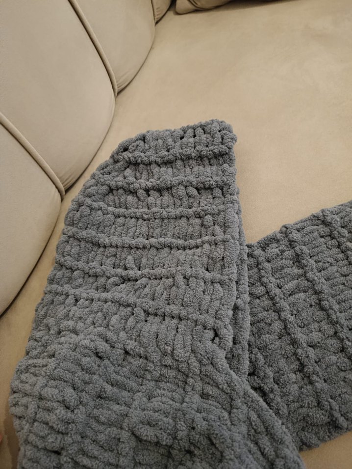 Kadın Gri Örgü Şal Kalpli Detaylı - Görsel 4