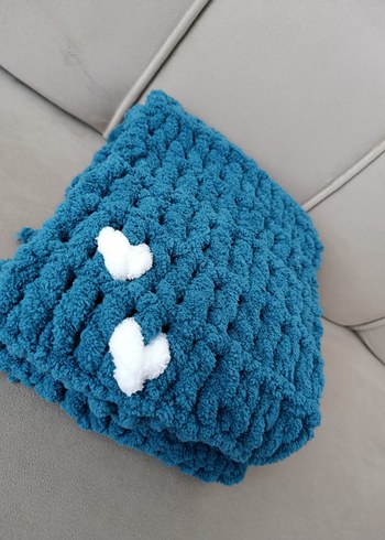 mavi atkı kalp desenli puffy - Görsel 4