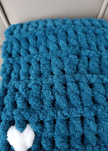 mavi atkı kalp desenli puffy - Görsel 7