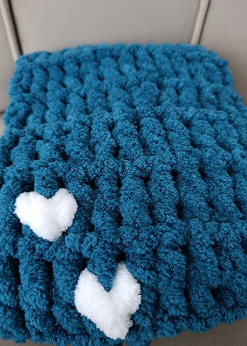 mavi atkı kalp desenli puffy - Görsel 6