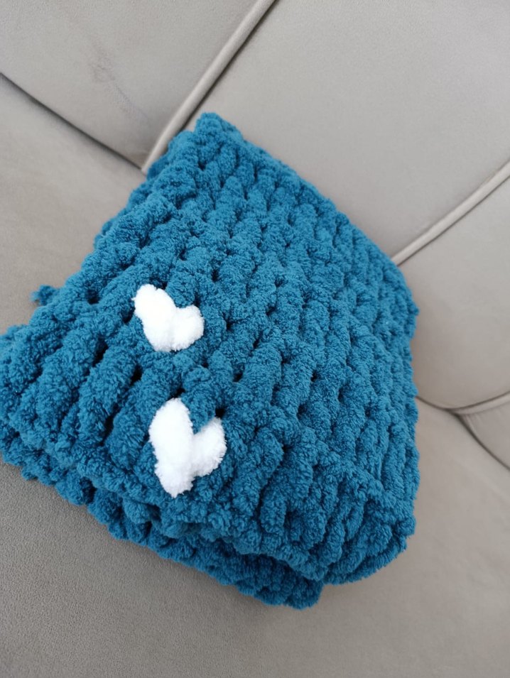 mavi atkı kalp desenli puffy - Görsel 4
