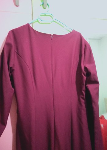 Bordo Kadın Uzun Kollu Uzun Elbise - Görsel 3