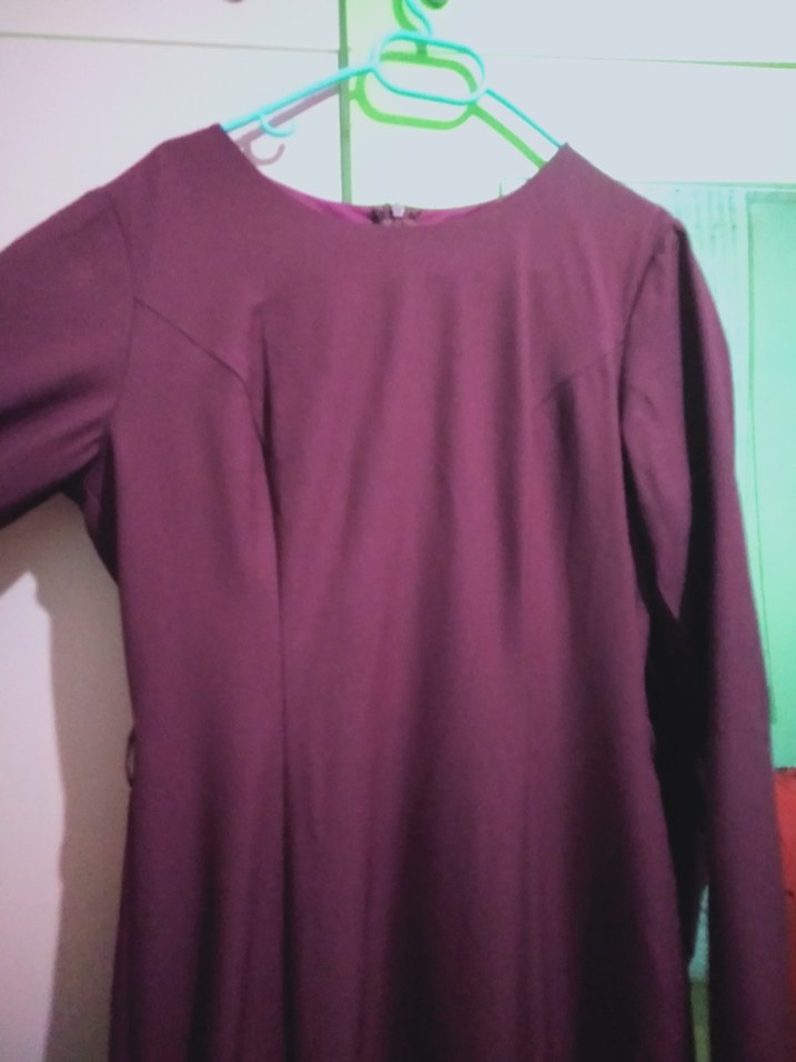 Bordo Kadın Uzun Kollu Uzun Elbise - Görsel 2