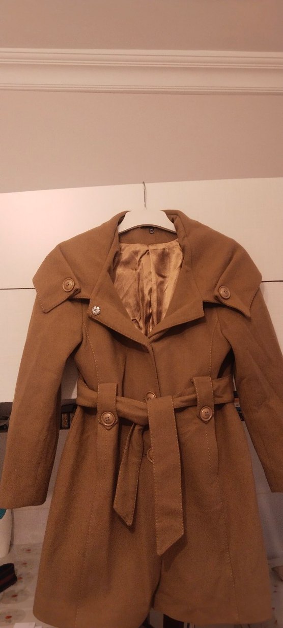 Bej Süet Midi Trençkot Kadın - Görsel 2