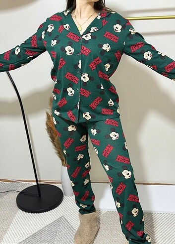 Mickey mause pamuklu pijama takımı