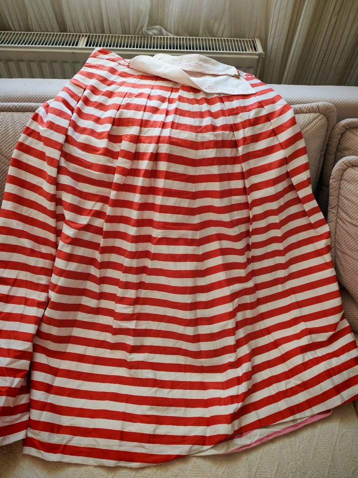 Kırmızı Çizgili Hamile Midi Etek - Görsel 2