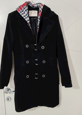 Siyah Düğmeli Erkek Midi Kaban - Görsel 2