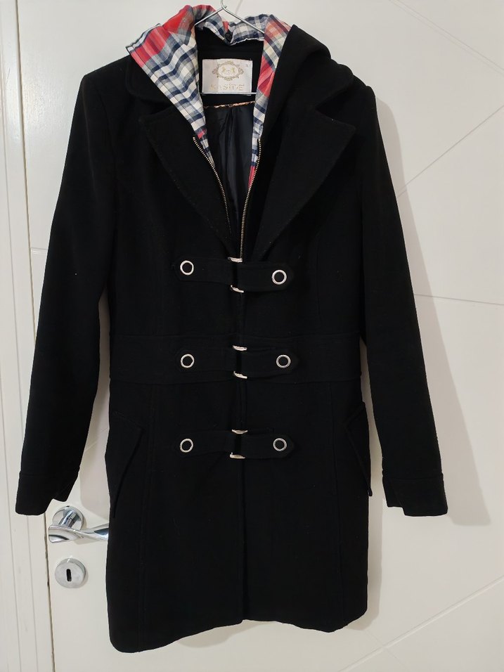 Siyah Düğmeli Erkek Midi Kaban - Görsel 3