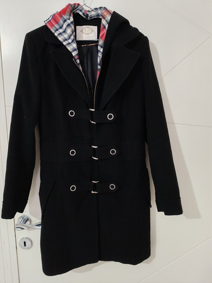 Siyah Düğmeli Erkek Midi Kaban - Görsel 2