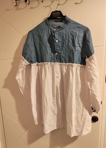 Düğmeli Keten Gömlek, Salaş Kesim, Midi Boy - Görsel 2